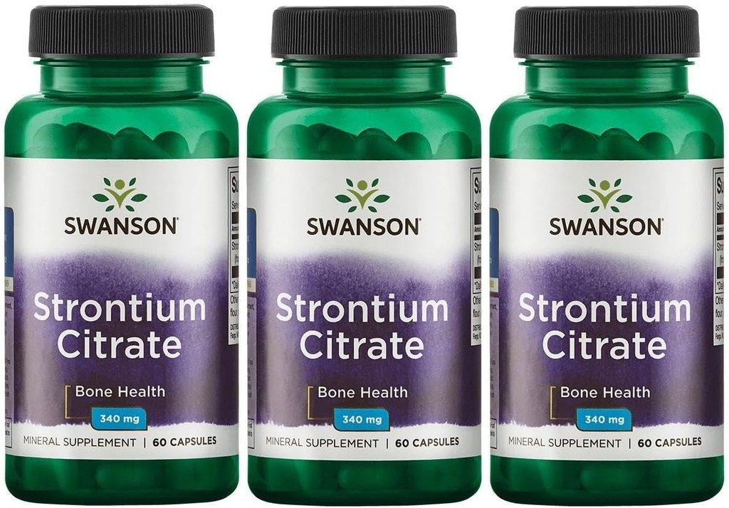 Swanson Strontium Citrate 340 mg 60 Caps (3 stk.)