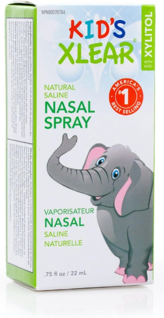 Xlear Natural Xylitol Saline Nasal Spray for Kids - Daily Decongestant, Næse Moisturizer, 0,75 fl oz (Pack of 1)