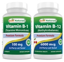 Bedste Naturals Vitamin B1 som Thiamin Mononitrate 100 mg & Vitamin B12 6000 mcg