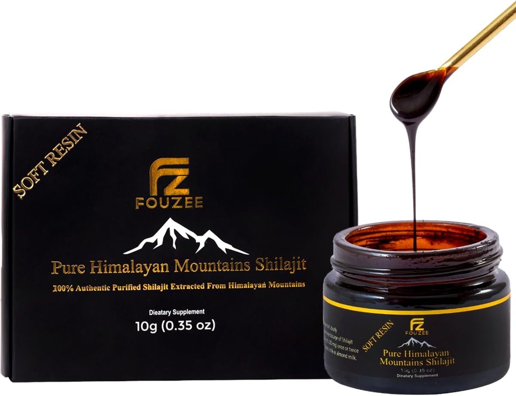 Pure Himalayan Shilajit - spor Mineral supplement til kvinder & mænd - Alle naturlige & autentiske Shilajit Resin i Amber glasflaske - Fulvic Acid for Energy Boost & Immunity (10 Gram)