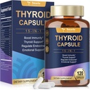 Thyreoideastøtte til kvinder og mænd supplement komplekse kapsler - jod thyreoideatillæg med L Tyrosine Bladerwrack Kelp Ashwagandha Selenium Kosttilskud - Mood Enhancer Energy Blance Thyreoideaniveau
