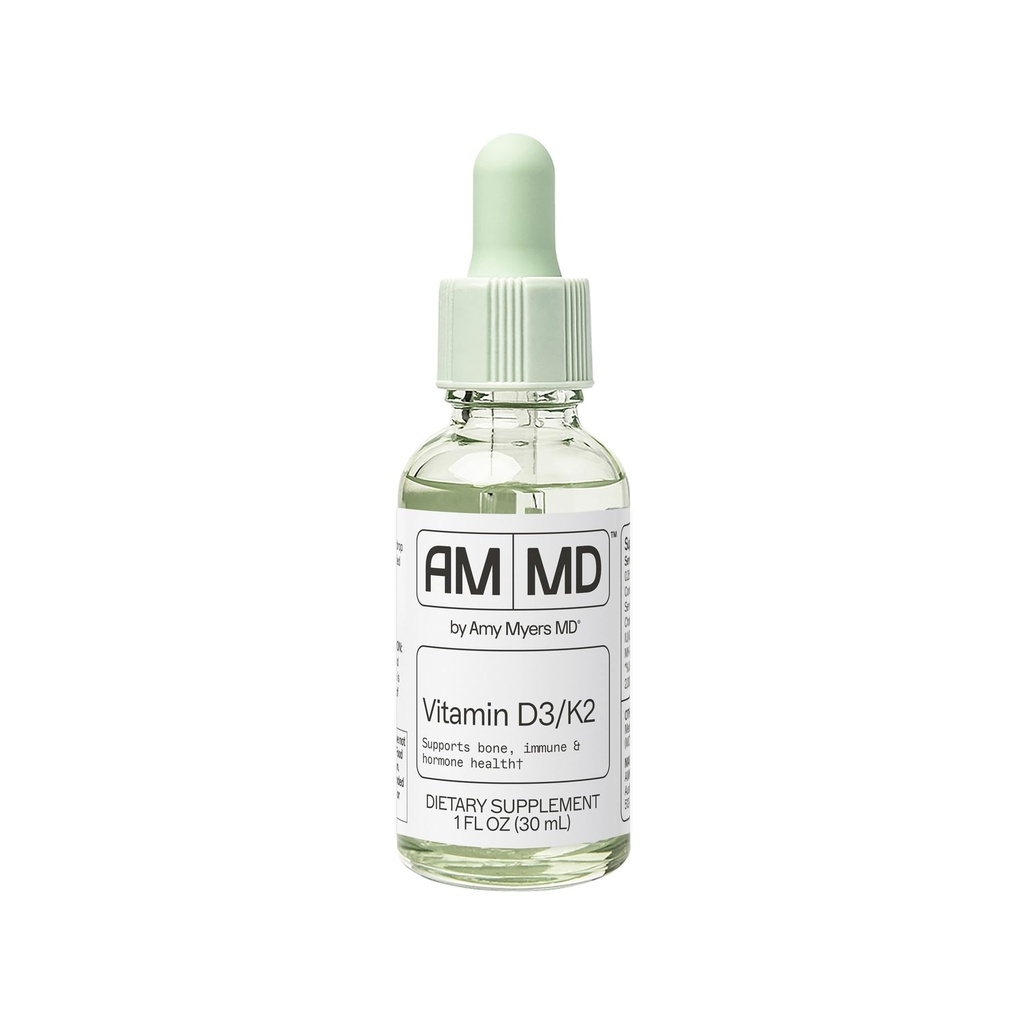 Amy Myers MD Vitamin D3 / K2 Væske - Understøtter ben sundhed, immunfunktion & Hormone Balance - Høj Absorption - Non- Dairy, Gluten- Free - 1 fl oz (30 Servere)