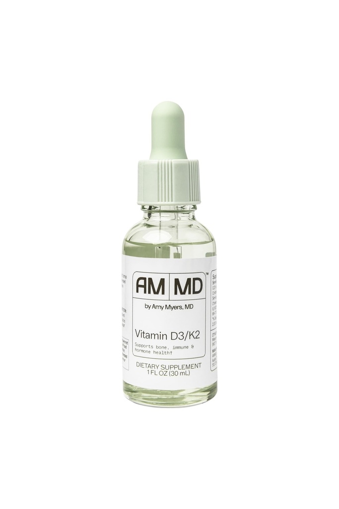 Amy Myers MD Vitamin D3 / K2 Væske - Understøtter ben sundhed, immunfunktion & Hormone Balance - Høj Absorption - Non- Dairy, Gluten- Free - 1 fl oz (30 Servere)