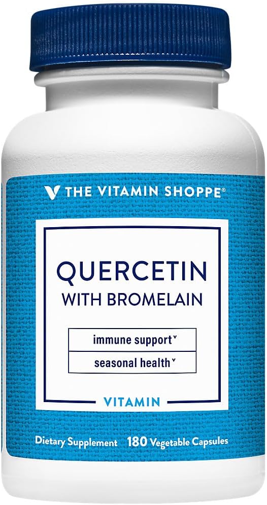 Den Vitamin Shoppe Quercetin med Bromelain, Antioxidant, der understøtter en sund immunforsvar for alle årer (180 kapsler)