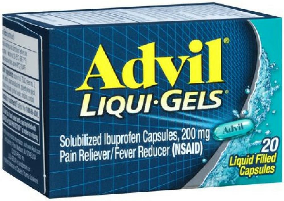 Advil Liqui- Gels 20 størrelse 20 'ere Advil Ibuprofen Pain Relief Flydende fyldte kapsler 20ct