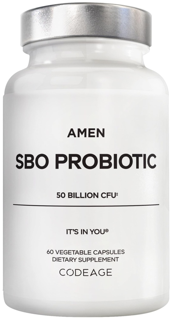 Amen Probiotika Supplement, SBO Probiotiske og økologiske Prebiotika, 50 milliarder CFU 'er, Hylde Stable, Ingen køling kræves, Flora Daglig Probiotiske Formel for kvinder & mænd, Vegan & Non- GMO, 60 kapsler