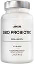 Amen Probiotika Supplement, SBO Probiotiske og økologiske Prebiotika, 50 milliarder CFU 'er, Hylde Stable, Ingen køling kræves, Flora Daglig Probiotiske Formel for kvinder & mænd, Vegan & Non- GMO, 60 kapsler