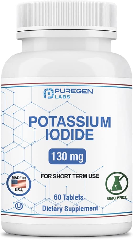 Kalium IOdide Tablets 130 mg Kosher Jod Tablets, Thyroid Support - 60 Tablets