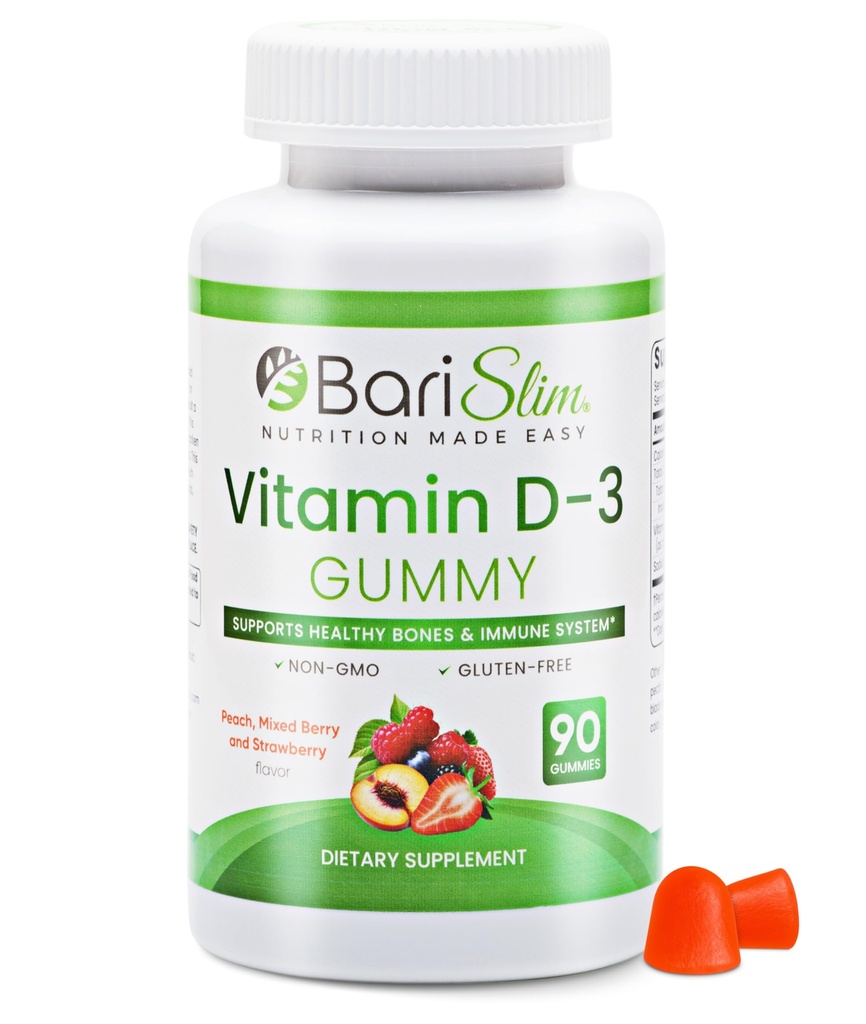BariSlim Bariatric Vitamin D-3 Gummies - specielt Formuleret Gummy Vitamin til patienter efter vægttab Kirurgi - Nem til det daglige og store smagfulde frugtsmag