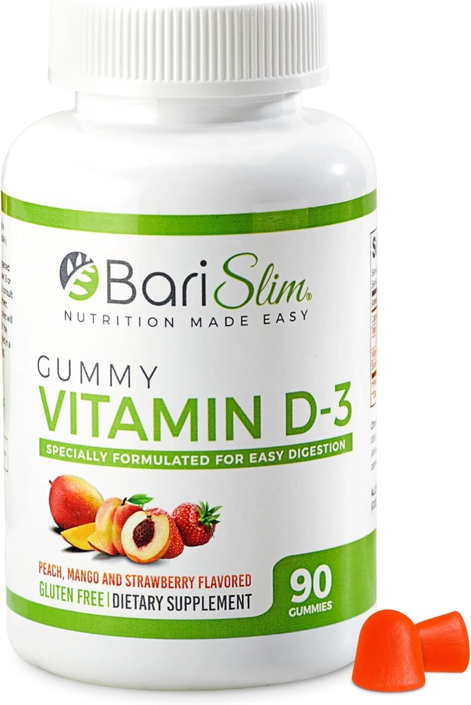 BariSlim Bariatric Vitamin D-3 Gummies - specielt Formuleret Gummy Vitamin til patienter efter vægttab Kirurgi - Nem til det daglige og store smagfulde frugtsmag