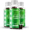 Vitamatic 3 Pack Irish Sea Moss Gummies- 3000mg Ækvivalent Per Servering (fra ekstrakt 132,5 mg) - 60 Ct - Lavet med Bladerwrack & Burdock Root - Seamoss supplement til Thyroid, Energi, immunforsvar