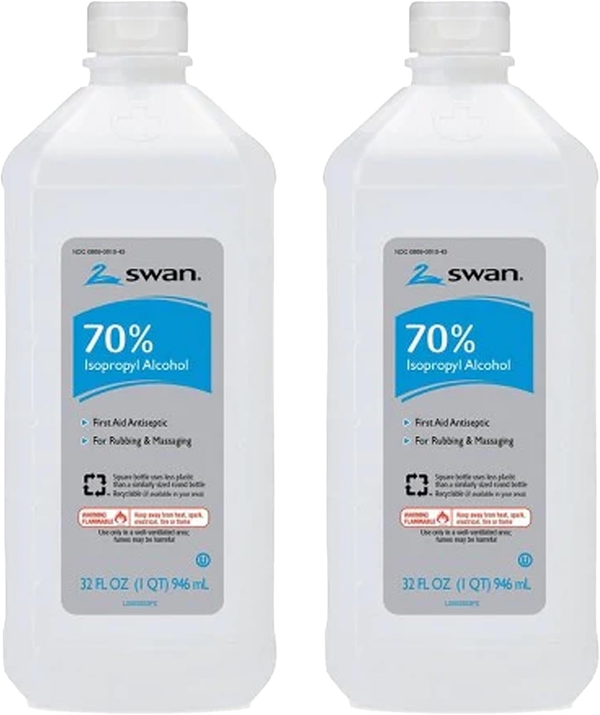 Swan 70% Rubbing Alkohol, 32 Fl oz (pakke med 2)