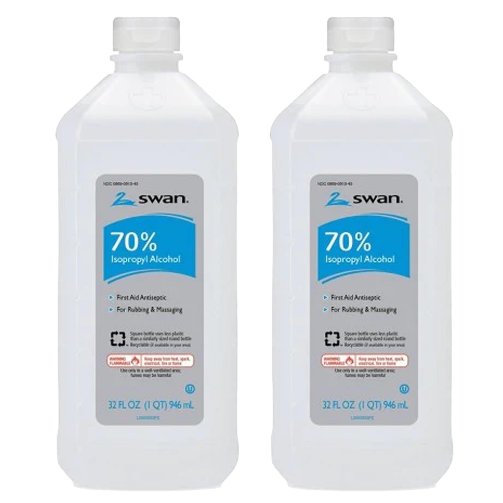 Swan 70% Rubbing Alkohol, 32 Fl oz (pakke med 2)