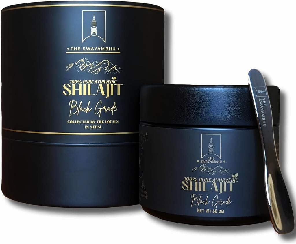 SHILAJIT 100% Pure Nepalese Himalayan SHILAJIT Resin - Black Grade Ayurvedic Supplement, Honey Infured, Hand- Hartered, Lab- Tested, 60g (150 Servere), Vegan, Organic, Gluten- Free