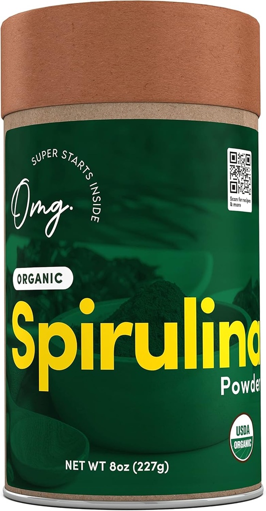 OMG! Superfoods Organic Spirulina Powder - 100% Pure, USDA Certified Organic - God kilde til jern, vitamin A & vitamin B12. - 8 ounces (1 pakke)...