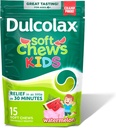Dulcolax Kids Saline Laxative Soft Chews, Stimulant- Free Laxatives, Gentle Constipation Relief for Kids, Softens Afføring, Watermelon Flavor, Magnesium Hydroxid 1200 mg, 15 Greve