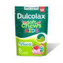 Dulcolax Kids Saline Laxative Soft Chews, Stimulant- Free Laxatives, Gentle Constipation Relief for Kids, Softens Afføring, Watermelon Flavor, Magnesium Hydroxid 1200 mg, 15 Greve