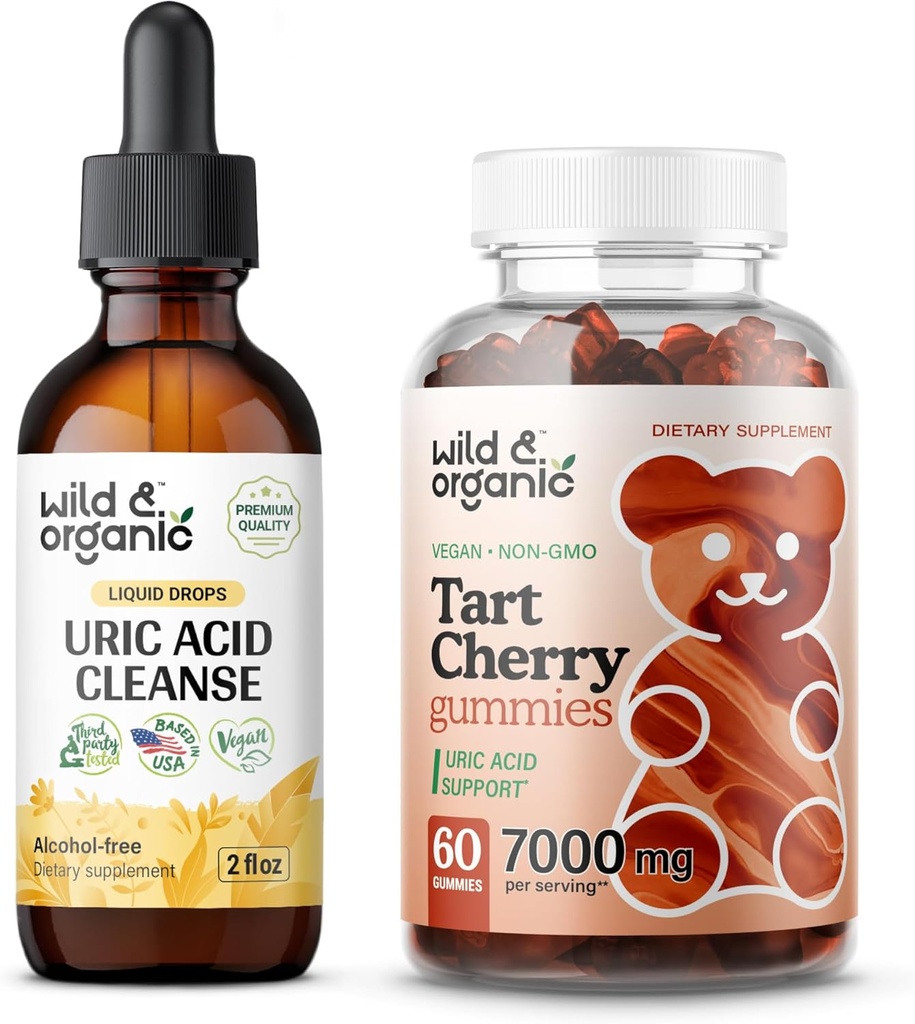 Wild & Organic Uric Acid Cleanse Tinktur 2 fl oz & Tart Cherry Gummies