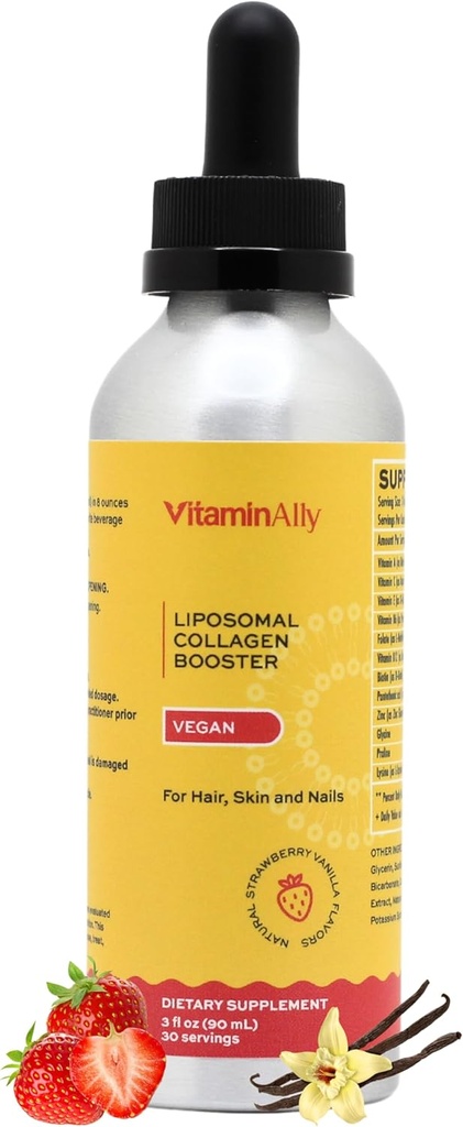 Vegan Liposomal Liquid Collagen Booster Drops • 124; Understøtter sundt hår, hud og negle • 124; Vegan • 124; Non- GMO • 124; Sukker fri • 124; Gluten fri • 124; Let at bruge
