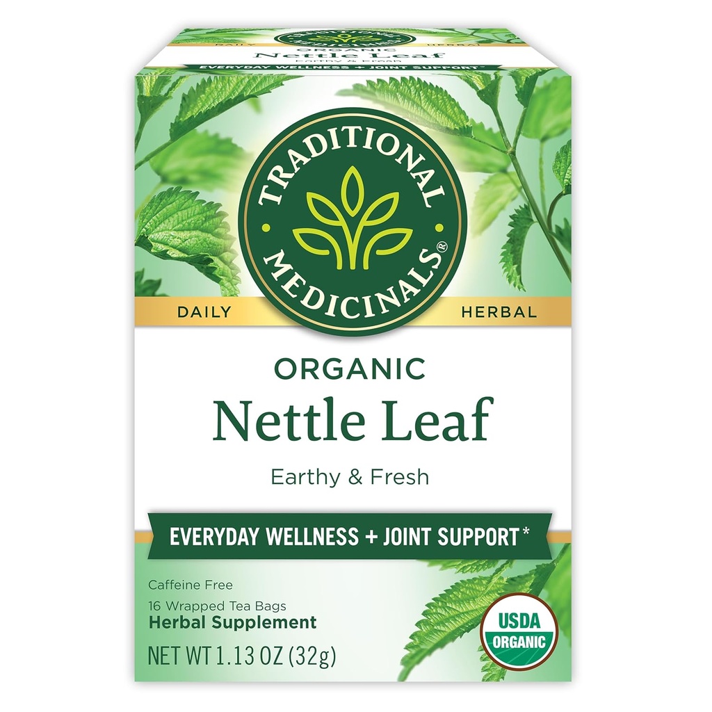 Traditionelle Medicinals Organic Nettle Leaf Urtete, Understøtter fælles sundhed & Samlet Wellness, (Pack of 1) - 16 Tea Tasker