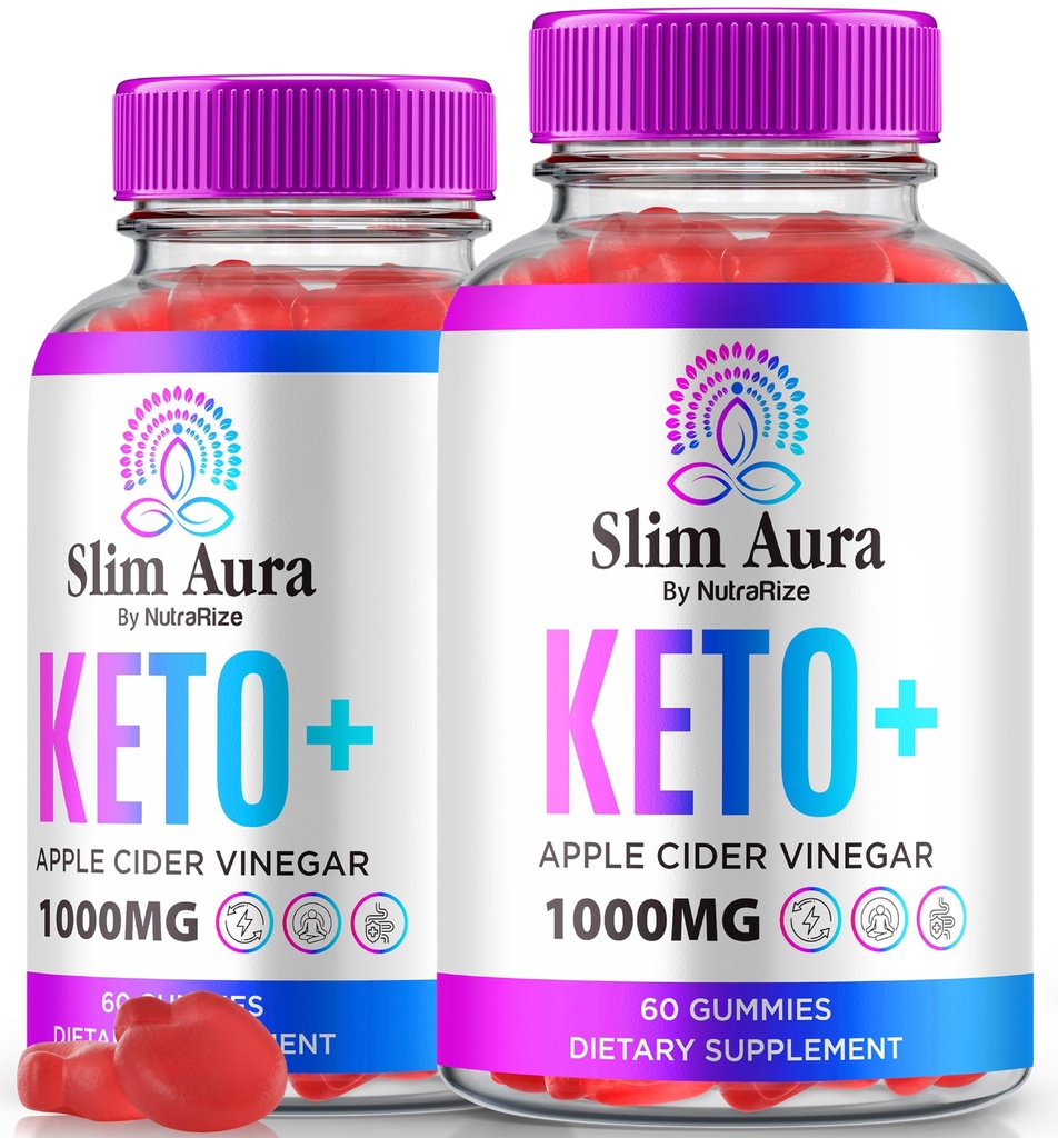 (2 Pack) Slim Aura Keto ACV Gummies, Official Slim Aura Keto Gummies for Weight Loss, Natural Keto Plus Apple Cider Vinarey Gummy, Premium Keto + ACV Formel, SlimAura ACV Keto Gomitas (120 Gummies)