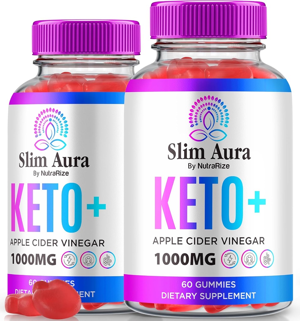 (2 Pack) Slim Aura Keto ACV Gummies, Official Slim Aura Keto Gummies for Weight Loss, Natural Keto Plus Apple Cider Vinarey Gummy, Premium Keto + ACV Formel, SlimAura ACV Keto Gomitas (120 Gummies)