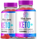 (2 Pack) Slim Aura Keto ACV Gummies, Official Slim Aura Keto Gummies for Weight Loss, Natural Keto Plus Apple Cider Vinarey Gummy, Premium Keto + ACV Formel, SlimAura ACV Keto Gomitas (120 Gummies)