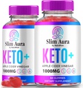 (2 Pack) Slim Aura Keto ACV Gummies, Official Slim Aura Keto Gummies for Weight Loss, Natural Keto Plus Apple Cider Vinarey Gummy, Premium Keto + ACV Formel, SlimAura ACV Keto Gomitas (120 Gummies)