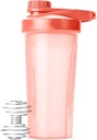 Mr. Pen- Shaker Flaske til Protein Mixes, 28 oz, Coral Pink med Twist Cap og Wire Whisk Ball, Mixer Cup til Shakes