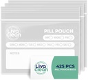 LivaClean 425 Pack Opgraderet Tykkelse Pill Pouches til Rejser - Pill Tasker, Medicinske taske til Rejser