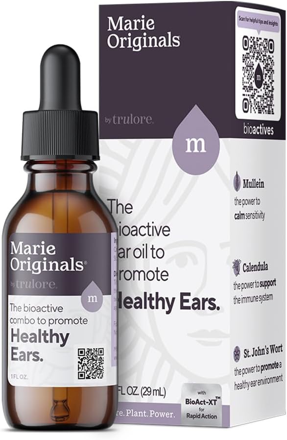 Marie Originals Natural Ear Oil Drops ttesmå 124; Mullein hvidløg Oil Ear Drops for Infektion Forebyggelse, Urte Ear Ache Drops for voksne, Kids & Kæledyr, Lindes Ear Pain & Wax Fjernelse, Earache Remedies (1 pakke)