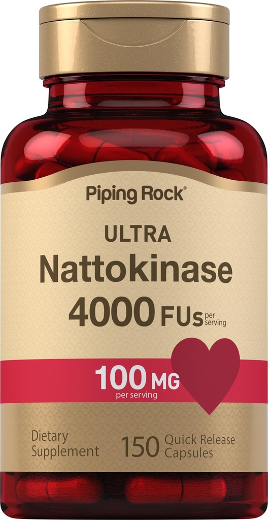 Piping Rock Nattokinase Supplement 4000 FU - 124; 100mg - 124; 150 Kapsler - 124; Non- GMO - Gluten Free