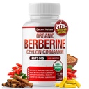 Organic Berberine med Ceylon Cinnamon 2175mg - Premium berberine supplement høj renhed ekstrakt USDA Organic, støtte immunsystem, Berberine Plus Complex, Non- GMO Vegan for mænd Kvinder 90 Kapsler