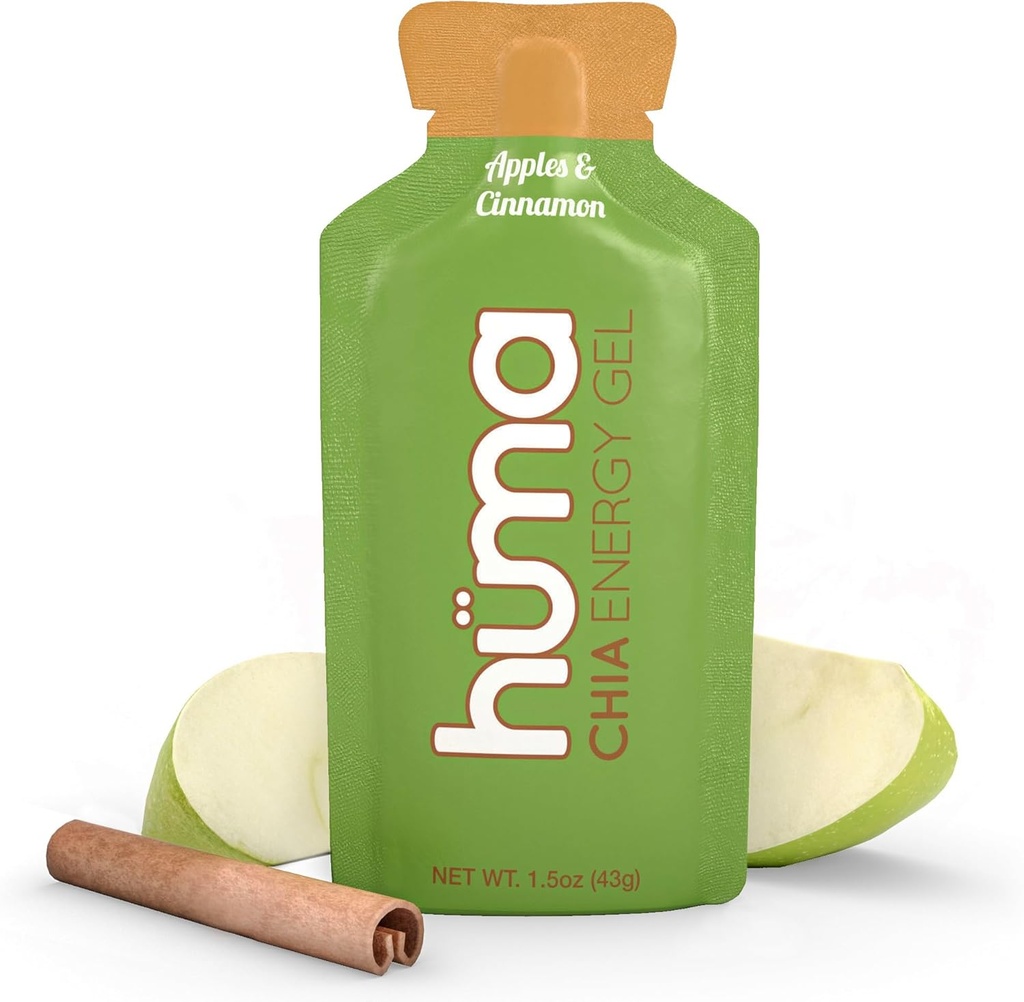 Huma Chia Energy Gel, Æbler & Kanel, 12 Gels - Premier Sports Nutrition for Endurance Øvelse