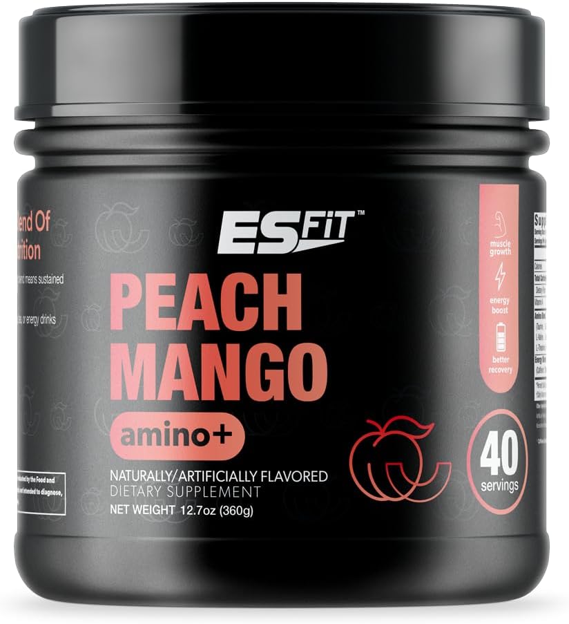 Amino + Pulver - Pre and Post Workout med koffein + Green Tea Extract - BCAA, Aminosyrer, Zero Sugar, Low Calorie, Superior Taste, 40 Servere (Peach Mango)