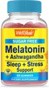 WellYe Melatonin (2 mg) med Ashwagandha (850mg) Sugar Free Gummies - Sleep & Stress Aid Supplement - med kamille, Lemon Balm, Lavender og Valerian - Natural Sourced Flavor - 60 Greve