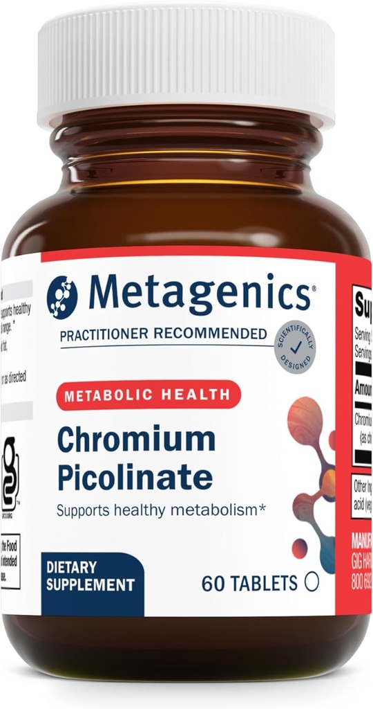 Metagenics Chrom Picolinate - Biotilgængelig Chrom for Metabolisme Support * - Essential Trace Mineral - Non-GMO - Vegetar - Gluten- Free - 60 Tæl
