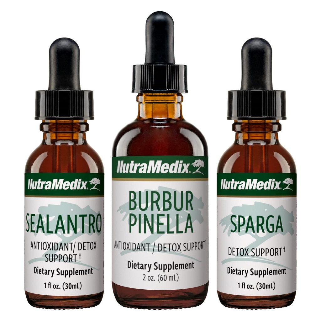 NutraMedic Detox Support Bundle - Sealantro (Chlorella, Cilantro Leaf & Pacific Cold- Water Red Seaweed), Sparka (Astragalus) & Burbur Pinella Ekstrakter til Cleansing & Detox Support - 3-Piece Set