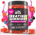 KP Creatinine Monohydrate Gummies Blandet Berry for Mænd og Kvinder, 100% Creatin Blandet Berry Gummies, 5g pr Servering + Vegansk, Sukker fri, Blandet Berry + Styrke, Energi, Muskel & Booty Gain - 120 Tæl
