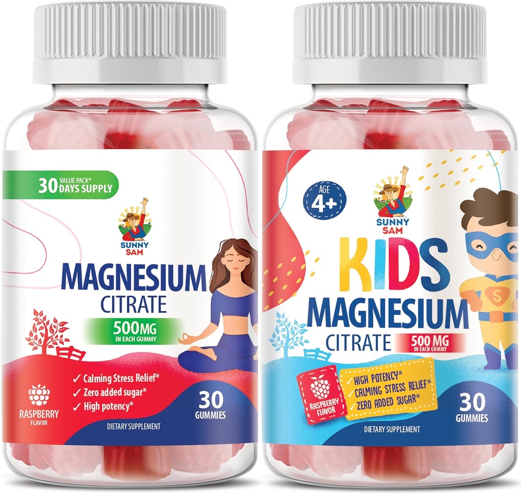 Magnesiumgummier til børn - 500mg og Magnesiumgummier til voksne - 500mg.