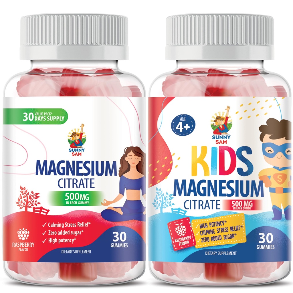 Magnesiumgummier til børn - 500mg og Magnesiumgummier til voksne - 500mg.