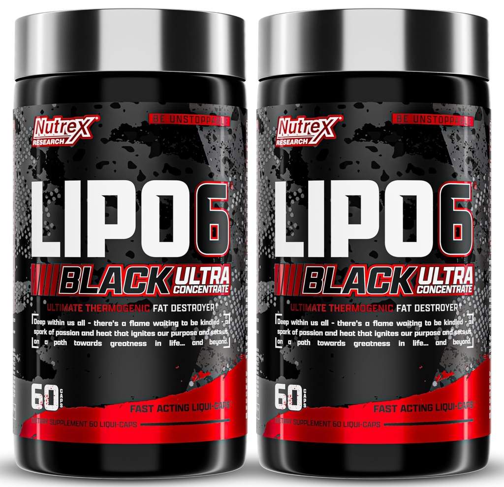 Nutrex Forskning Lipo- 6 Black Ultra Koncentrat Thermogen Fat Burner tillæg, øge vægttab, energi & Intense Focus 120 Diet piller