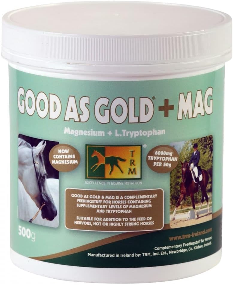 TRM God som guld + MAG Calming Horse supplement til afslapning og Focus; Tryptophan + Magnesium - 1.1 lb (500g) - 1.1 lb