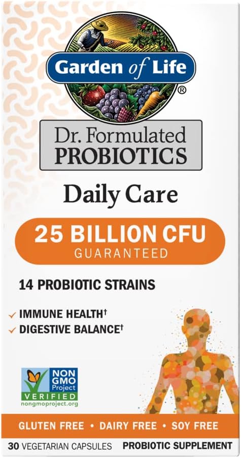 Livets have Dr. Formuleret Probiotika Daglig pleje 30 Kapsler 25 Millioner CFU 14 Strops immunsundhed fordøjelsesbalance, Gluten fri, Soy fri