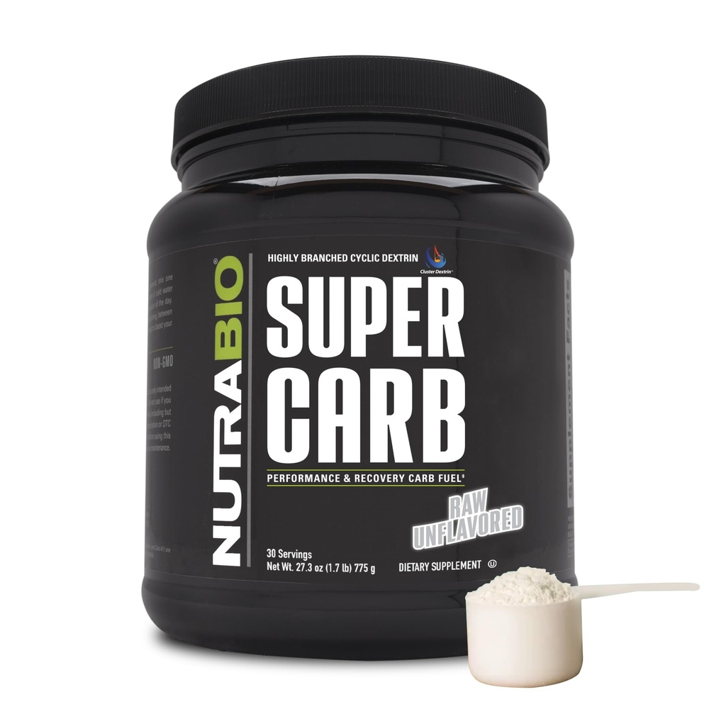 NutraBio Super Carb, Kulhydrat pulver med Cluster Dextrin & Elektrolytes, Advanced Carb supplement Pulver til workout brændstof, ydeevne, og muskel Inddrivelse, Cyklisk Dextrin, Unflavored, 30 Sv