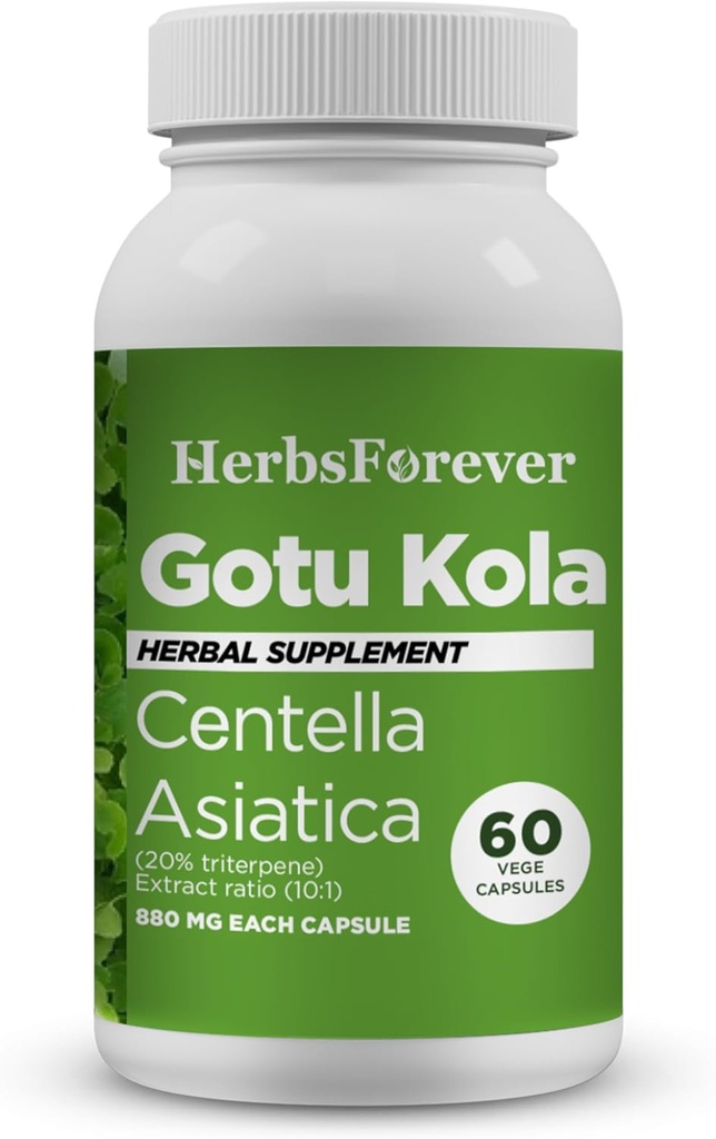 Herbseverly Gotu Kola Capsules Remote 124; Centella Asiatica Herbal Supplement, 800 mg Hver Remote 124; 60 Veg Capsules for Mental Clarity, Focus Remote 124; Samlet Wellness Support