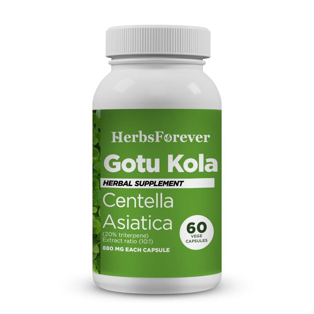 Herbseverly Gotu Kola Capsules Remote 124; Centella Asiatica Herbal Supplement, 800 mg Hver Remote 124; 60 Veg Capsules for Mental Clarity, Focus Remote 124; Samlet Wellness Support
