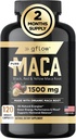 Organic Maca Root Capsules for Women & Men - Sort, Rød, Gul Peruvian Maca Root Extract & Black Pepper - 120 Vegan Pills - Understøtter energi, Performance & Mood; 124; Lavet i USA
