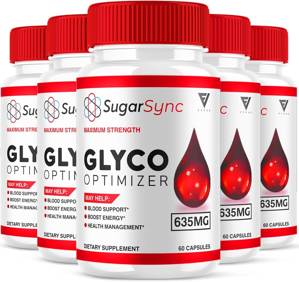 (5 Pack) Sugar Sync SugarSync Glyco Optimizer Capsules, Sugar Sync Maksimum Strength Glycogen Optimizer and Blood Support, SugarSync 635mg Advanced total Health Formel (300 Capsules)