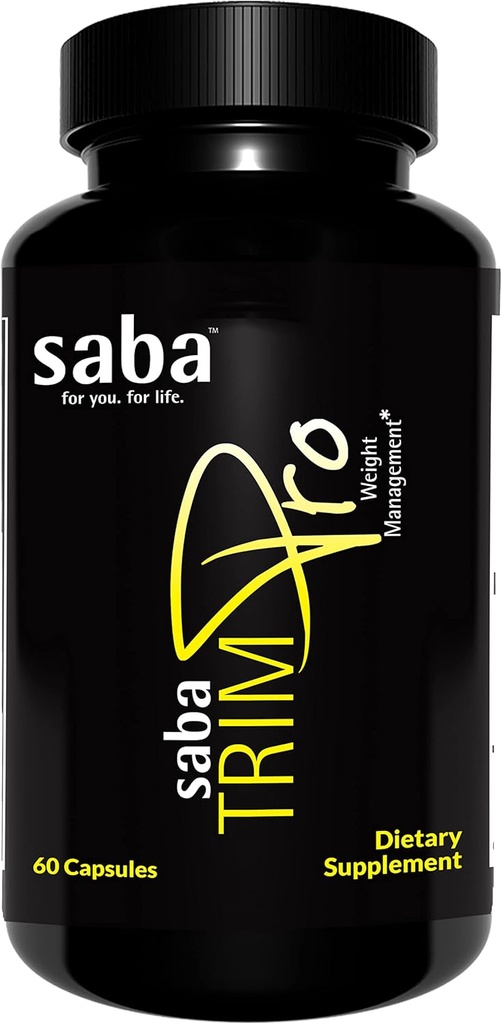 Saba TrimPro ™ - Thermogen Fat Burner - Vægttab, Appetite Suppressant, & Energy Booster - Premium Vitamin, Minerals & Plant Ingredienser & Mere - 60 Naturkost piller